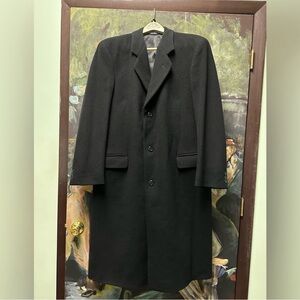 Men’s Cashmere Blend Overcoat Black 44R  Silver Cloud